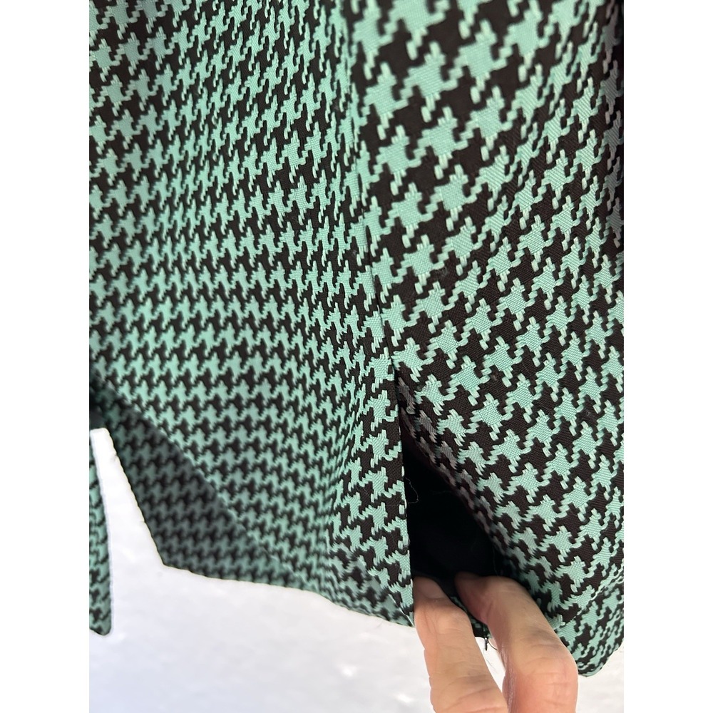 Emily Women's Sz 14W Green Houndstooth Three Button Jacket Shawl Collar Pockets - Picture 5 of 10